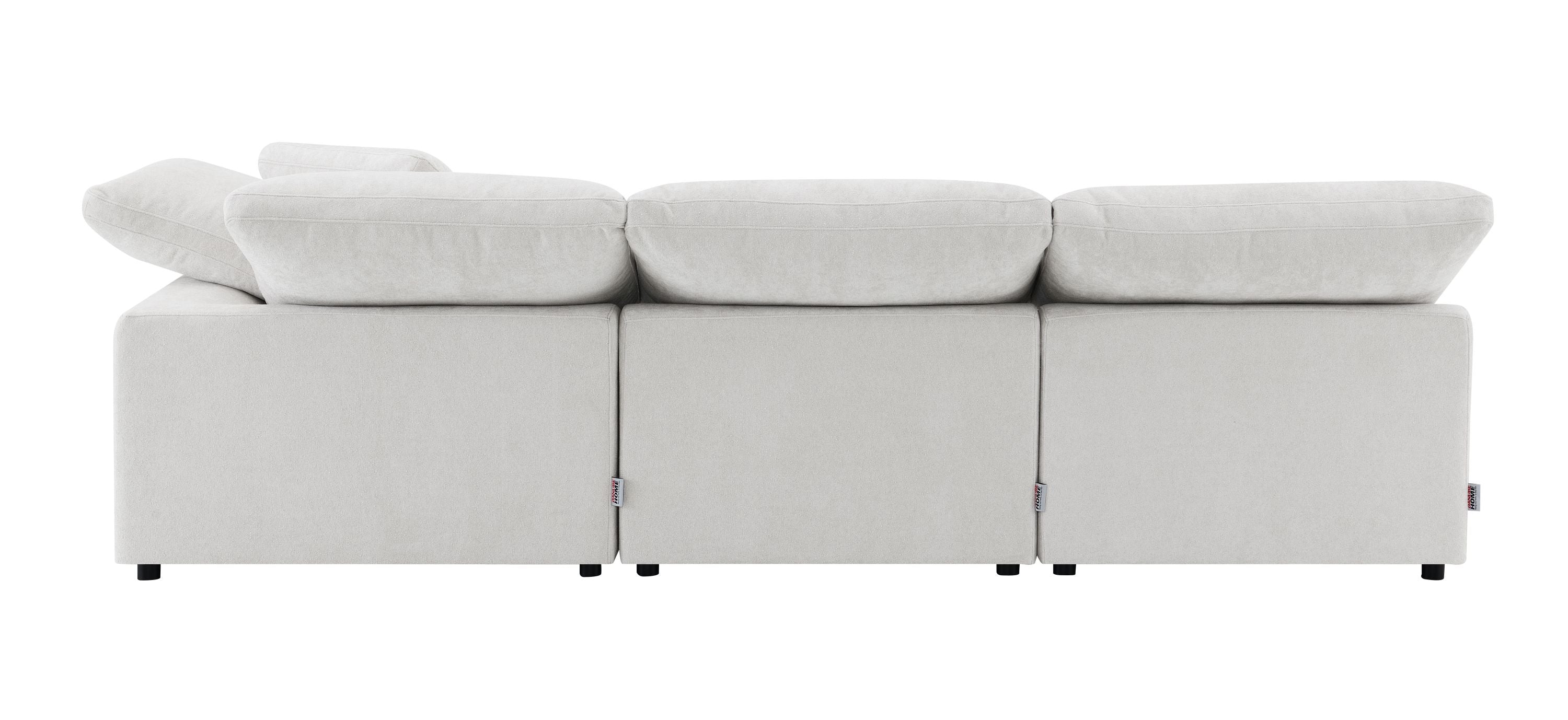 Naveen Ivory Linen 4Pcs Modular Sectional w/Ottoman