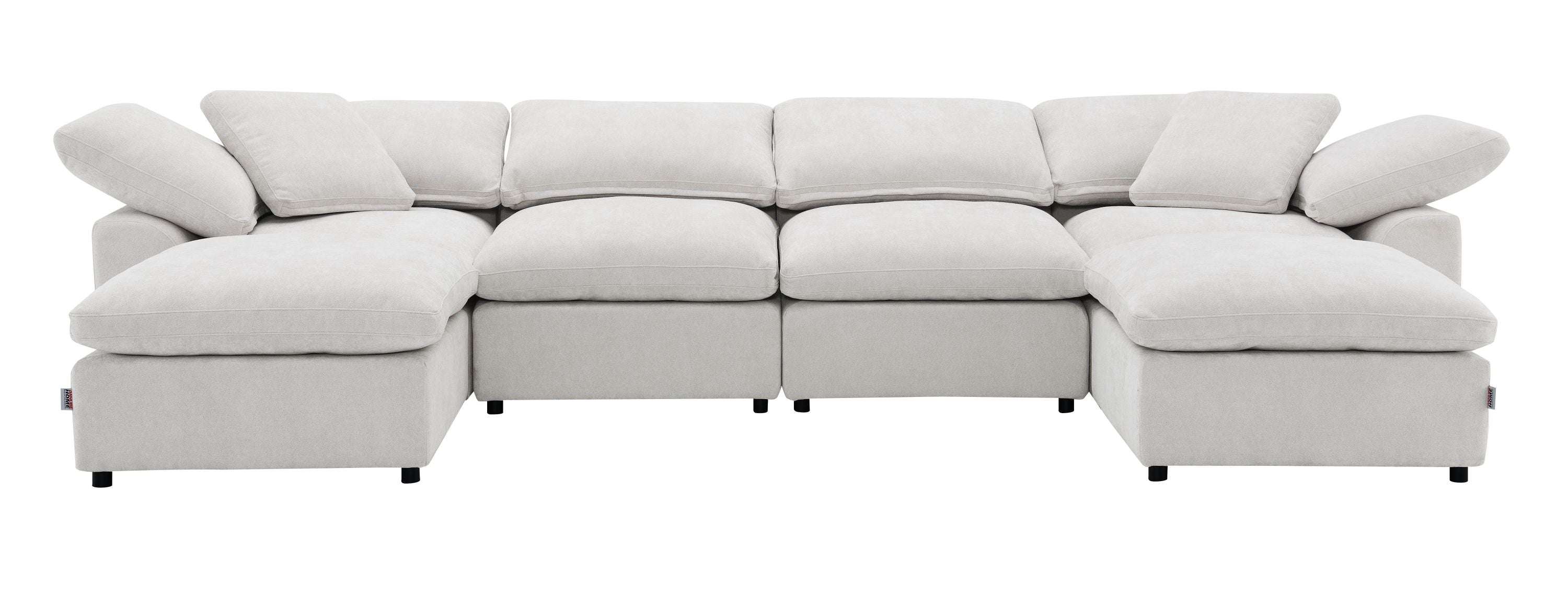 Naveen Ivory Linen 6Pcs Modular Sectional w/Ottoman