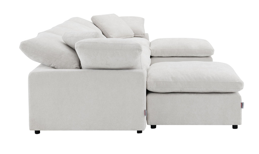Naveen Ivory Linen 6Pcs Modular Sectional w/Ottoman