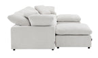 Naveen Ivory Linen 6Pcs Modular Sectional w/Ottoman