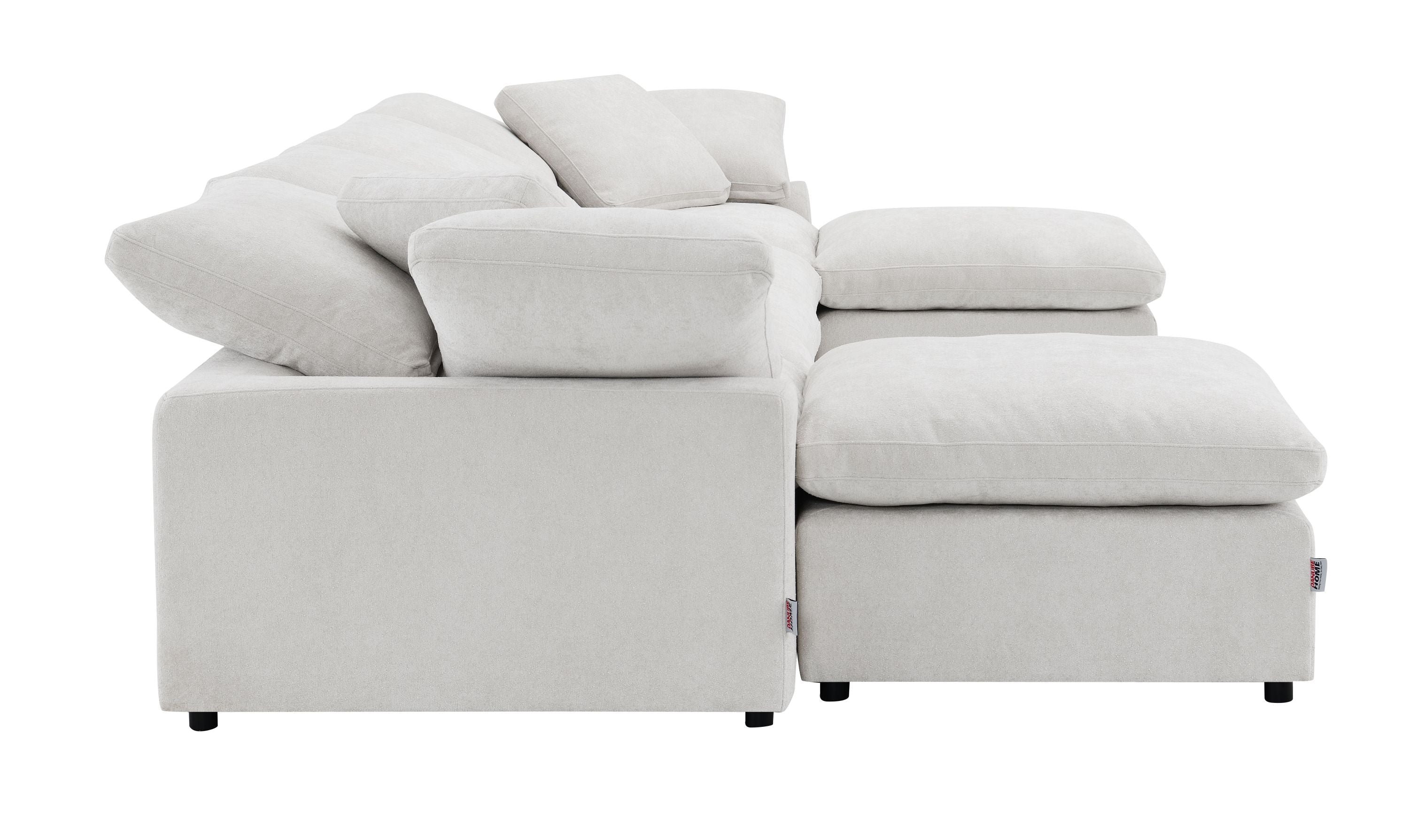 Naveen Ivory Linen 6Pcs Modular Sectional w/Ottoman
