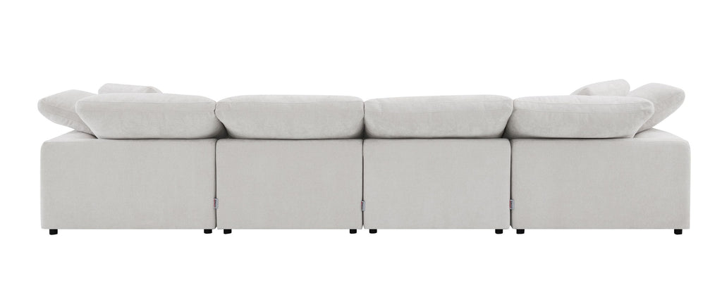 Naveen Ivory Linen 6Pcs Modular Sectional w/Ottoman