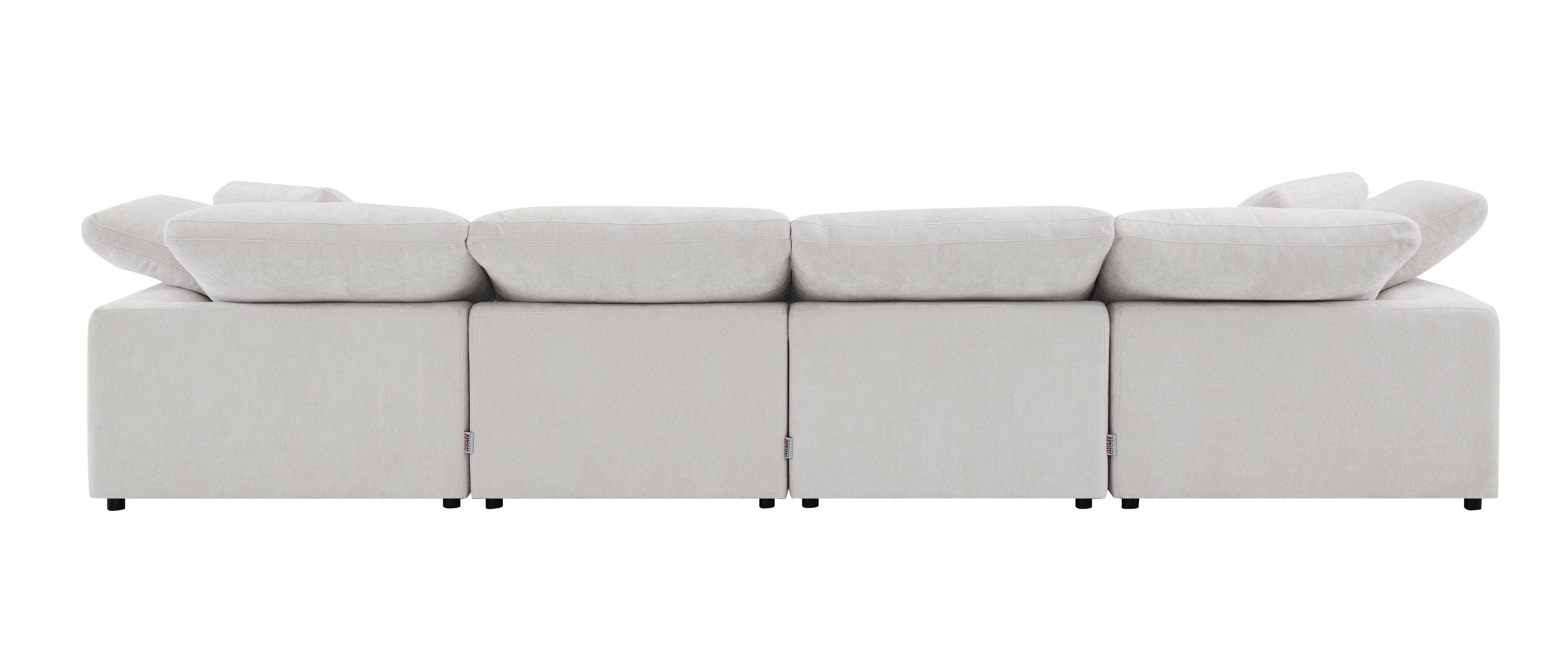 Naveen Ivory Linen 6Pcs Modular Sectional w/Ottoman