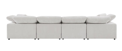 Naveen Ivory Linen 6Pcs Modular Sectional w/Ottoman