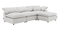 Naveen Ivory Linen 4Pcs Modular Sectional w/Ottoman