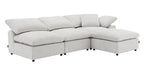 Naveen Ivory Linen 4Pcs Modular Sectional w/Ottoman