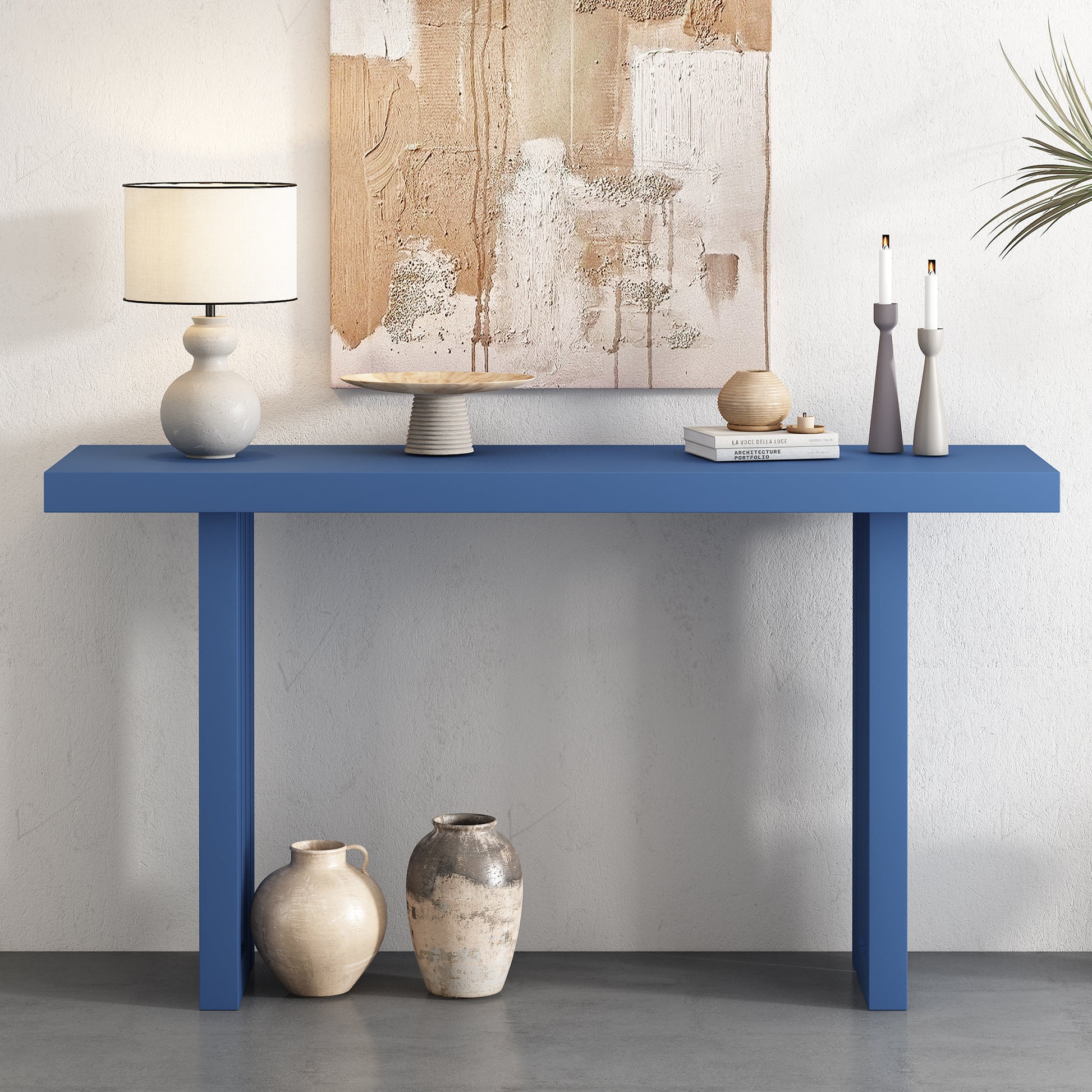 U_STYLE Uniquely Designed Oak Veneer Console Table with Distinctive Side Shapes, Suitable for Entryway, Hallway, Living Room, Foyer, Corridor