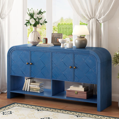 U_Style Versatile console table with Woven Wood Slats and Solid Wood Veneer,Suitable for Entryway, Hallway, Living Room,Foyer,Corridor