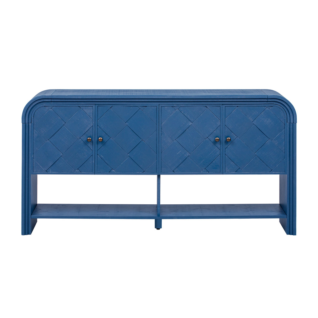 U_Style Versatile console table with Woven Wood Slats and Solid Wood Veneer,Suitable for Entryway, Hallway, Living Room,Foyer,Corridor