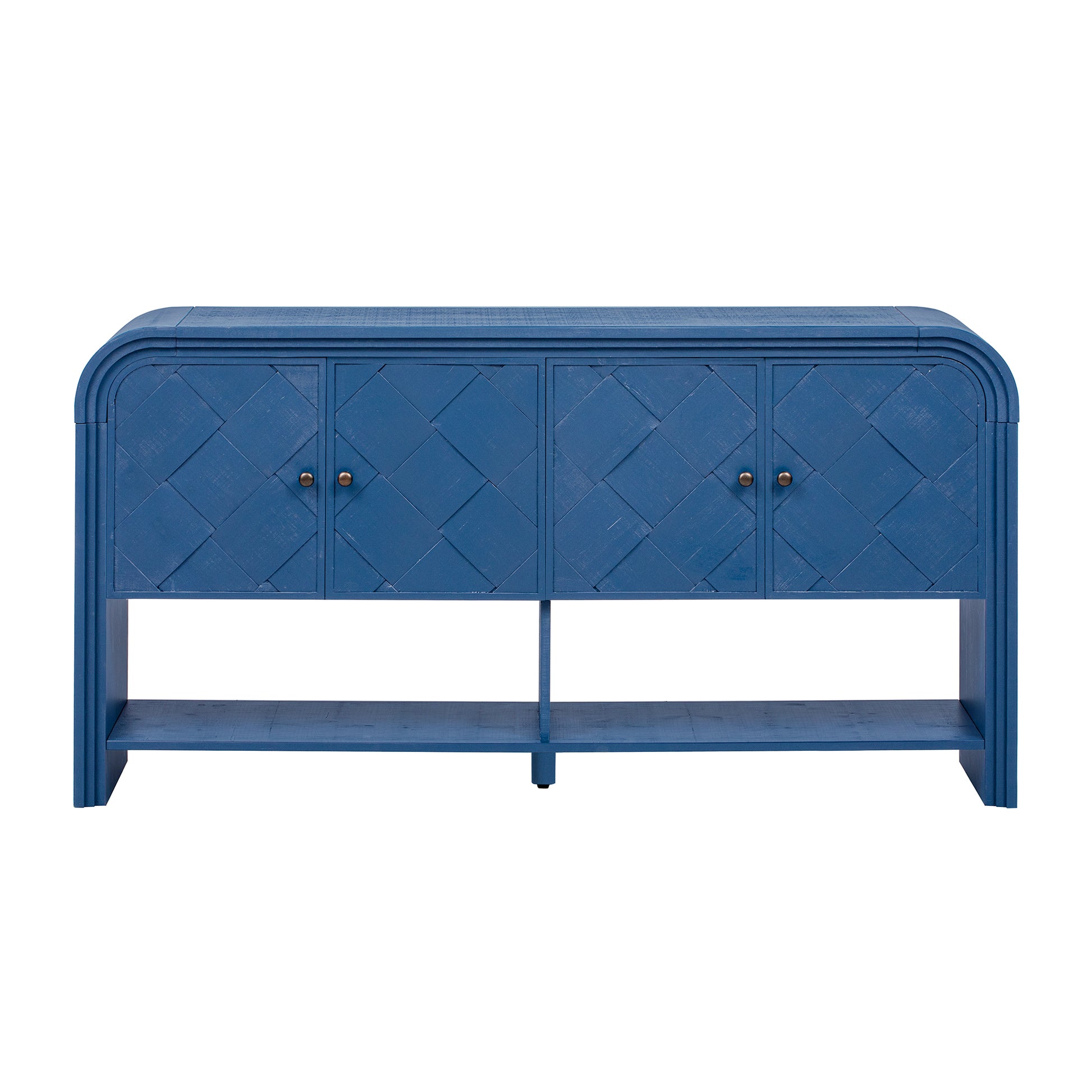 U_Style Versatile console table with Woven Wood Slats and Solid Wood Veneer,Suitable for Entryway, Hallway, Living Room,Foyer,Corridor