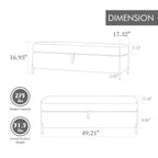 49.21' Wide Upholstered Velvet Storage Soft Bench Footstool Ottoman End of Bed with Metal Legs, Foot Rest for Living Room, Entryway and Bedroom, Black, Navy