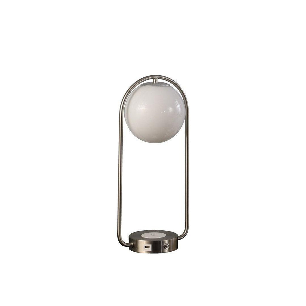 Neilsen Retro Silver Table Lamp With USB Charging.