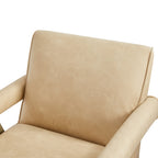 Nessi Modern Faux Leather Arm Chair in Sand with A-Frame Wood Legs Accent Chair