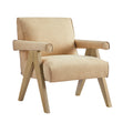 Nessi Modern Faux Leather Arm Chair in Sand with A-Frame Wood Legs Accent Chair