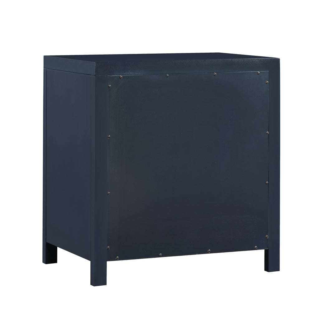 Nevarre 3-Drawer Nightstand in Midnight Blue with Brushed Gold Knobs, Wood and Synthetic Wood Construction