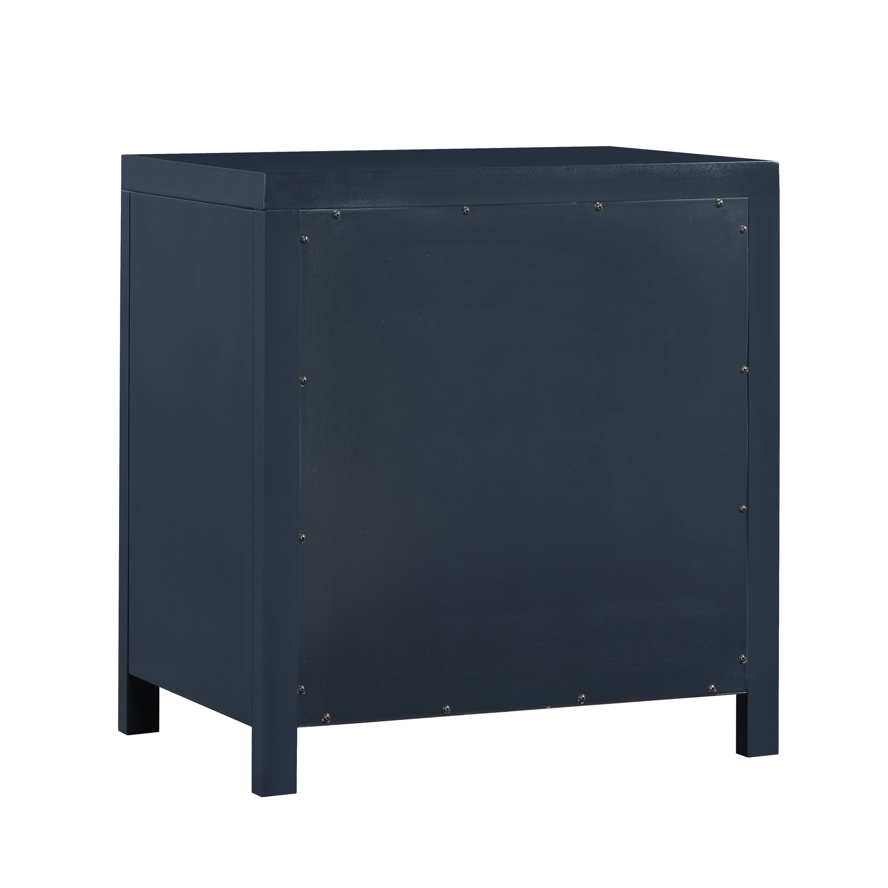 Nevarre 3-Drawer Nightstand in Midnight Blue with Brushed Gold Knobs, Wood and Synthetic Wood Construction