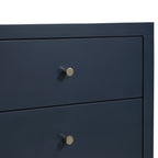Nevarre 3-Drawer Nightstand in Midnight Blue with Brushed Gold Knobs, Wood and Synthetic Wood Construction