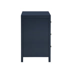 Nevarre 3-Drawer Nightstand in Midnight Blue with Brushed Gold Knobs, Wood and Synthetic Wood Construction