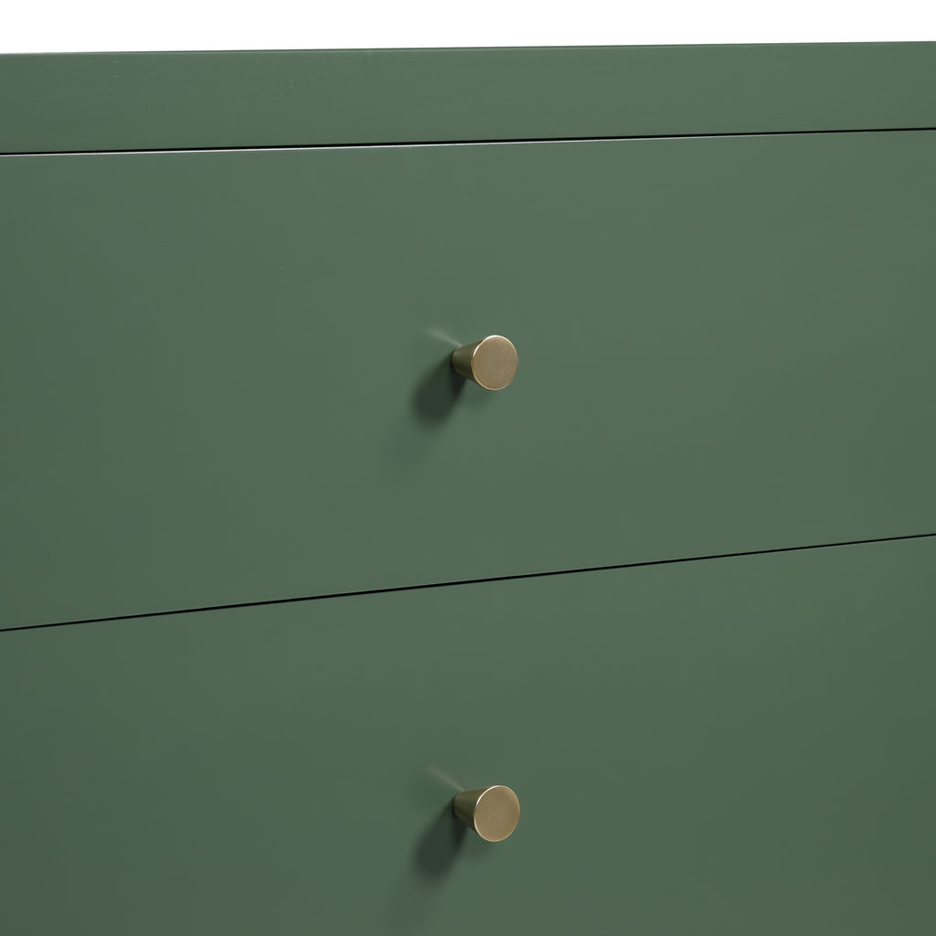 Nevarre 3-Drawer Nightstand in Vintage Green with Brushed Gold Knobs, Wood and Synthetic Wood Construction