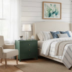 Nevarre 3-Drawer Nightstand in Vintage Green with Brushed Gold Knobs, Wood and Synthetic Wood Construction