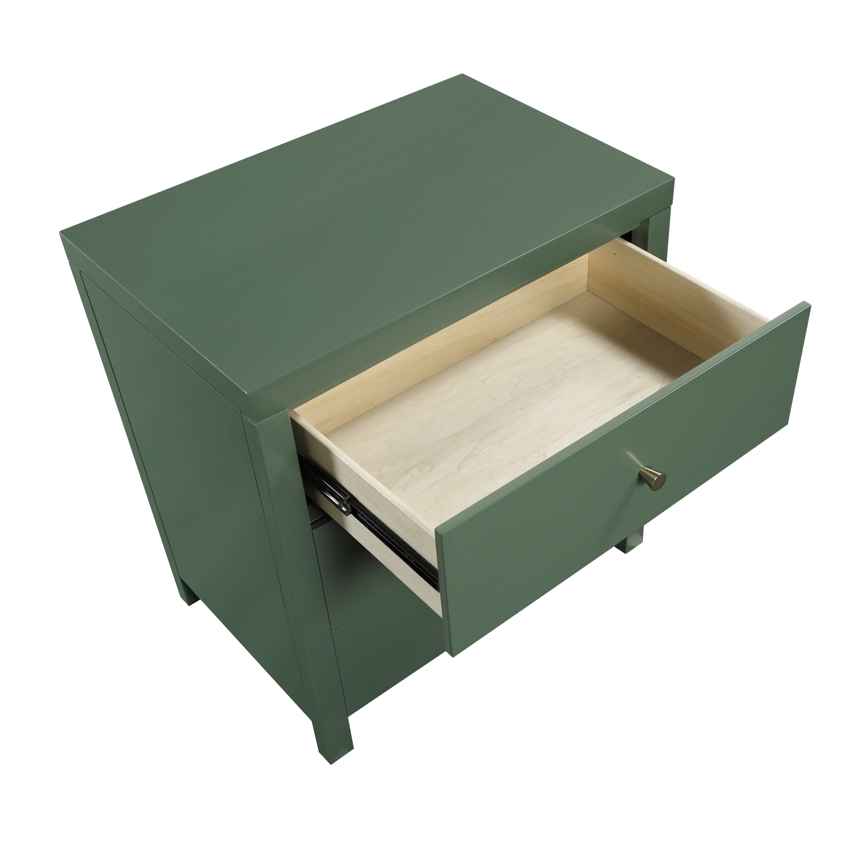 Nevarre 3-Drawer Nightstand in Vintage Green with Brushed Gold Knobs, Wood and Synthetic Wood Construction