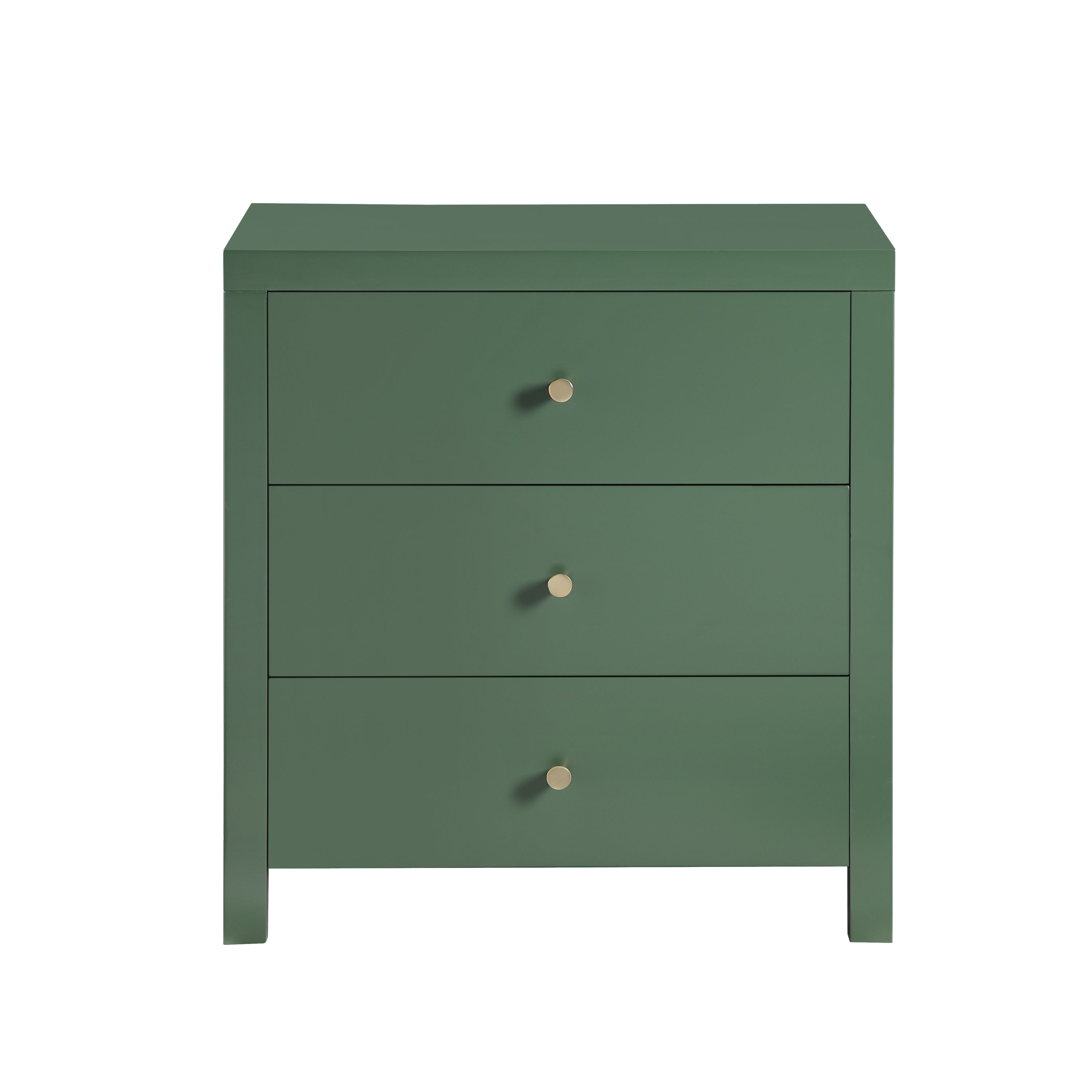 Nevarre 3-Drawer Nightstand in Vintage Green with Brushed Gold Knobs, Wood and Synthetic Wood Construction