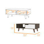 New Haven 1-Drawer 1-Shelf Rectangle Coffee Table Dark Brown and White