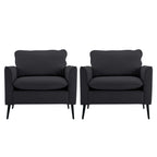 TS Cat paw leather upholstered sofa 2PC black,Nordic retro light luxury living room balcony bedroom single casual sofa chair