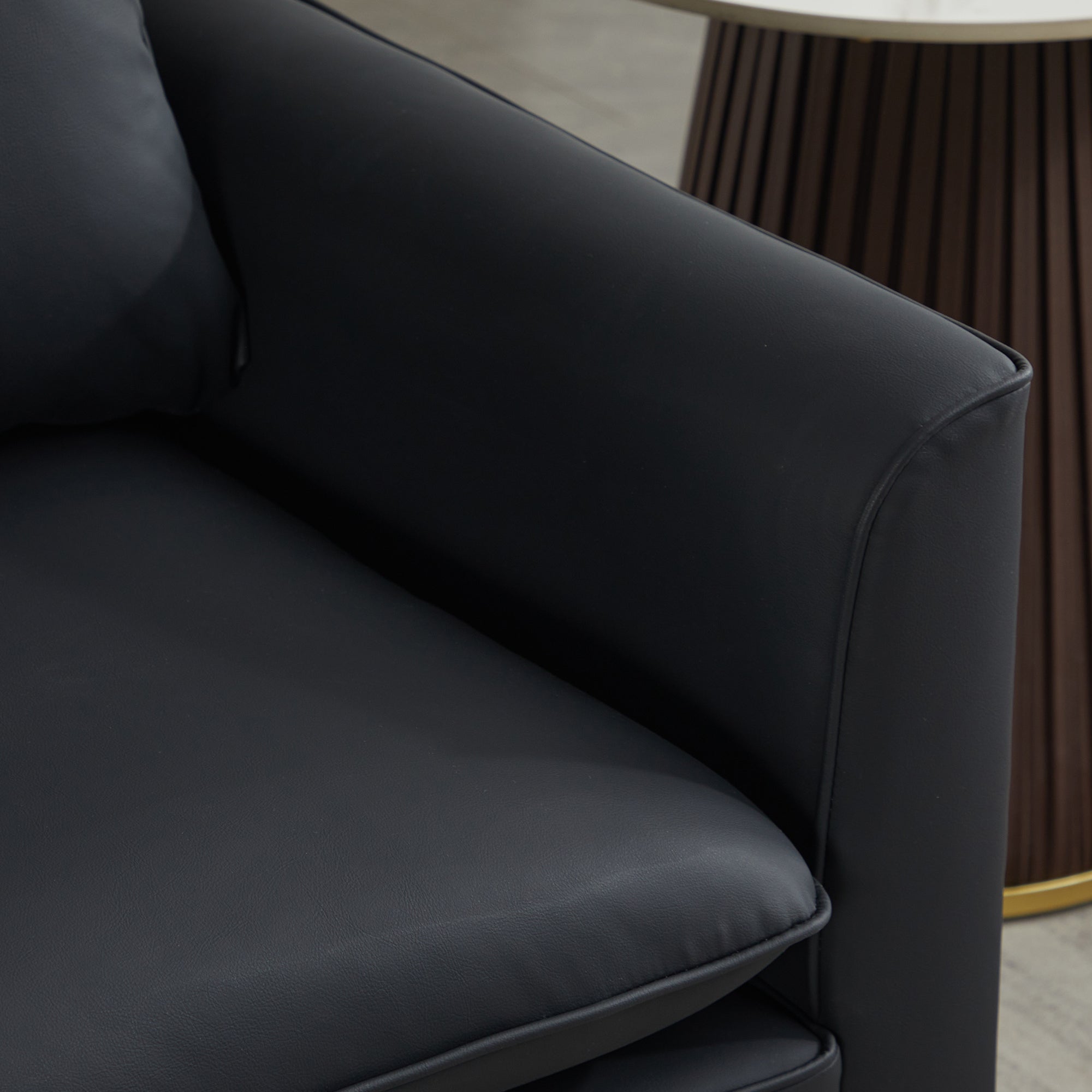 TS Cat paw leather upholstered sofa 2PC black,Nordic retro light luxury living room balcony bedroom single casual sofa chair