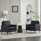 TS Cat paw leather upholstered sofa 2PC black,Nordic retro light luxury living room balcony bedroom single casual sofa chair