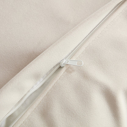 Nordic Modern Beige Sofa with Removable Pillowcase, French Velvet Fabric, Solid Wood Frame, High Density Sponge Filling, 4 Throw Pillows