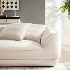 Nordic Modern Beige Sofa with Removable Pillowcase, French Velvet Fabric, Solid Wood Frame, High Density Sponge Filling, 4 Throw Pillows