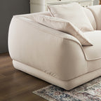 Nordic Modern Beige Sofa with Removable Pillowcase, French Velvet Fabric, Solid Wood Frame, High Density Sponge Filling, 4 Throw Pillows