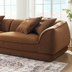 Nordic Modern Camel Sofa with Detachable Pillowcase, French Velvet Fabric, Solid Wood Frame, High Density Sponge Filling Sofa