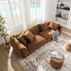 Nordic Modern Camel Sofa with Detachable Pillowcase, French Velvet Fabric, Solid Wood Frame, High Density Sponge Filling Sofa