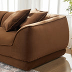 Nordic Modern Camel Sofa with Detachable Pillowcase, French Velvet Fabric, Solid Wood Frame, High Density Sponge Filling Sofa
