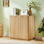 Oak Buffet Sideboard With Curved Design And Storage