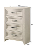 1pc Contemporary Four Drawer Chest Geometric Design Off-White Finish Wooden Furniture