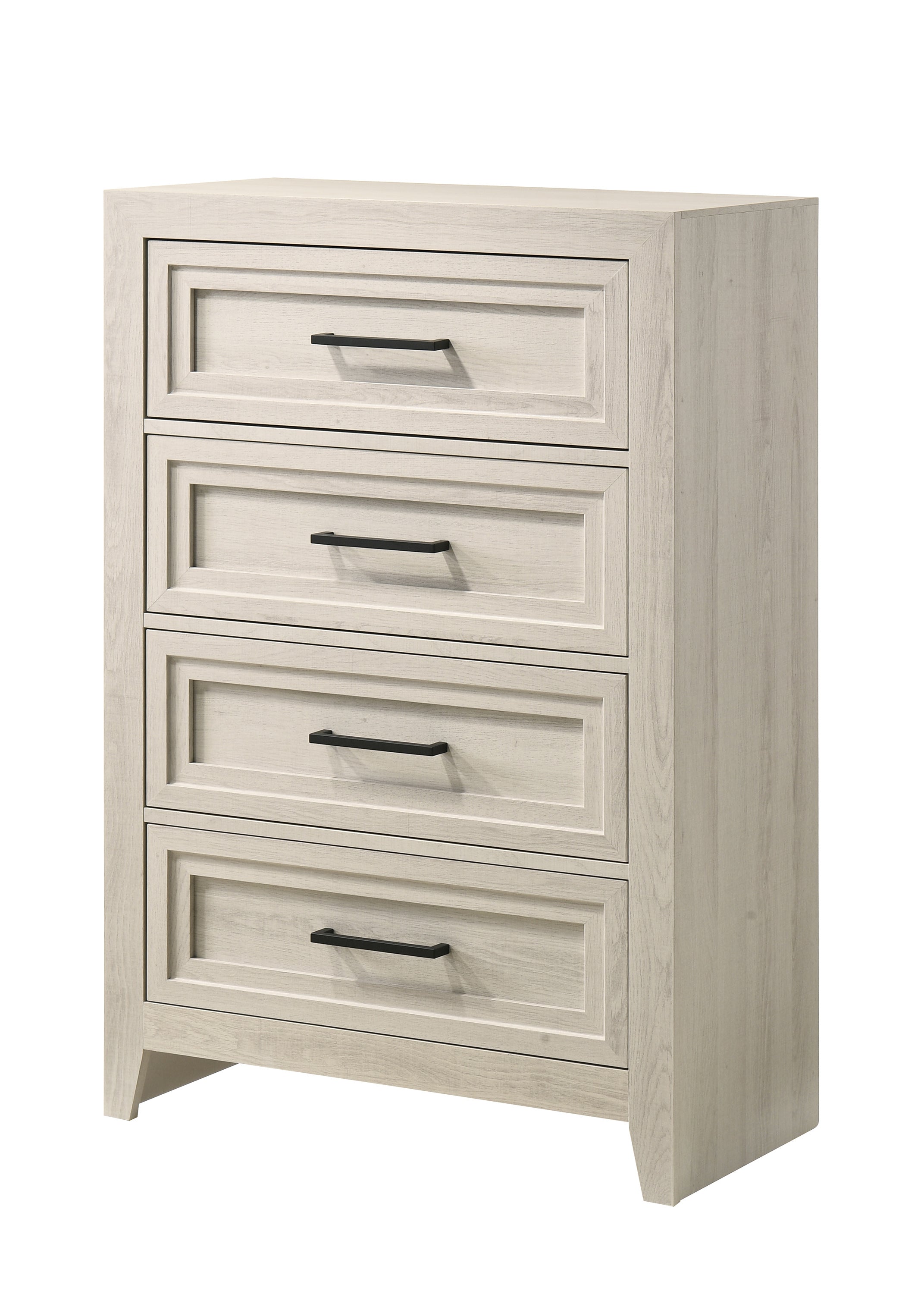 1pc Contemporary Four Drawer Chest Geometric Design Off-White Finish Wooden Furniture