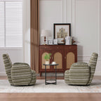 Modern Style 360° Swivel Leisure Chair Fabric Striped Armrest Swivel Chair with sand-rimmed fabric and metal bracket, suitable for living room, balcony and bedroom Accent Chair