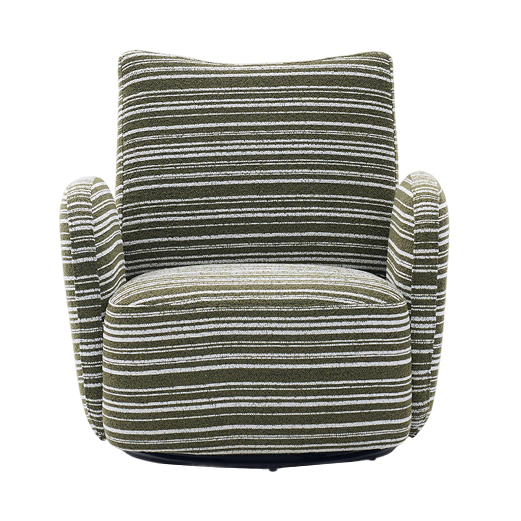 Modern Style 360° Swivel Leisure Chair Fabric Striped Armrest Swivel Chair with sand-rimmed fabric and metal bracket, suitable for living room, balcony and bedroom Accent Chair
