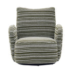 Modern Style 360° Swivel Leisure Chair Fabric Striped Armrest Swivel Chair with sand-rimmed fabric and metal bracket, suitable for living room, balcony and bedroom Accent Chair