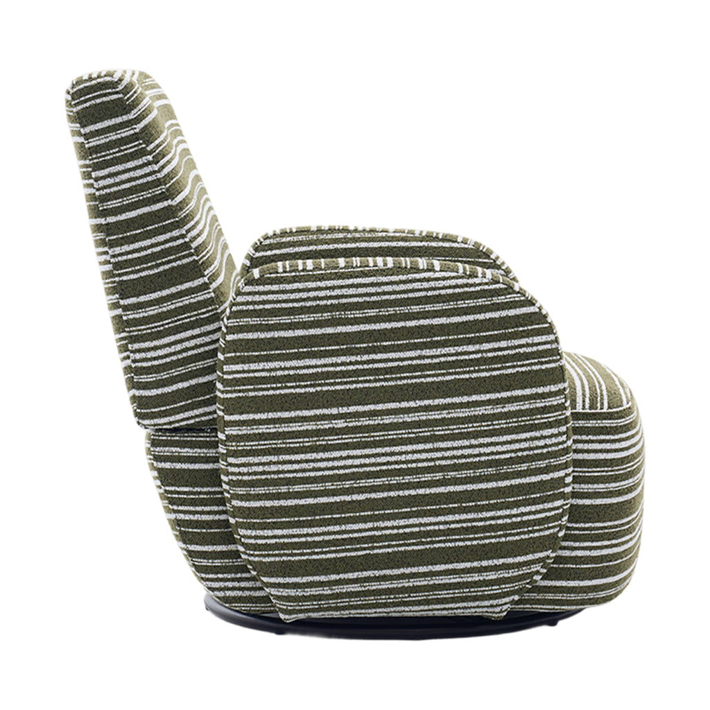 Modern Style 360° Swivel Leisure Chair Fabric Striped Armrest Swivel Chair with sand-rimmed fabric and metal bracket, suitable for living room, balcony and bedroom Accent Chair