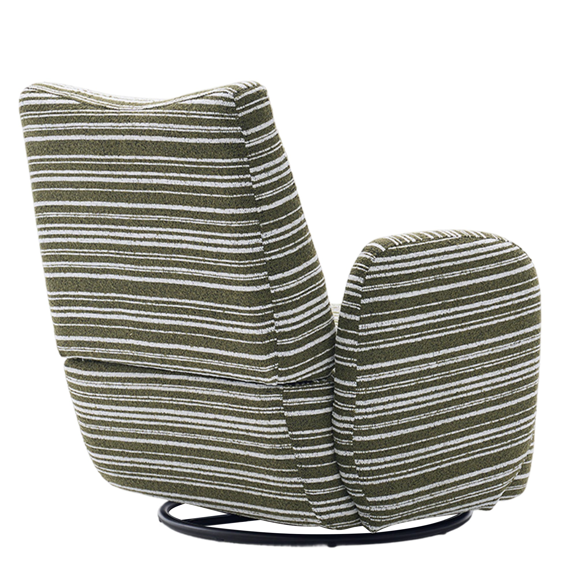 Modern Style 360° Swivel Leisure Chair Fabric Striped Armrest Swivel Chair with sand-rimmed fabric and metal bracket, suitable for living room, balcony and bedroom Accent Chair