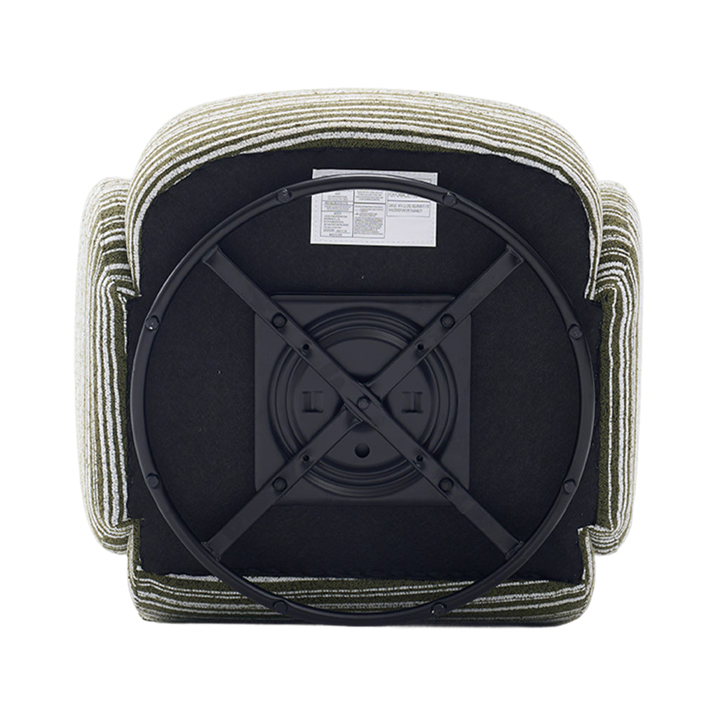 Modern Style 360° Swivel Leisure Chair Fabric Striped Armrest Swivel Chair with sand-rimmed fabric and metal bracket, suitable for living room, balcony and bedroom Accent Chair