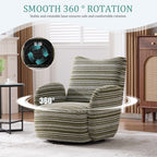 Modern Style 360° Swivel Leisure Chair Fabric Striped Armrest Swivel Chair with sand-rimmed fabric and metal bracket, suitable for living room, balcony and bedroom Accent Chair
