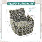 Modern Style 360° Swivel Leisure Chair Fabric Striped Armrest Swivel Chair with sand-rimmed fabric and metal bracket, suitable for living room, balcony and bedroom Accent Chair