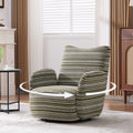 Modern Style 360° Swivel Leisure Chair Fabric Striped Armrest Swivel Chair with sand-rimmed fabric and metal bracket, suitable for living room, balcony and bedroom Accent Chair
