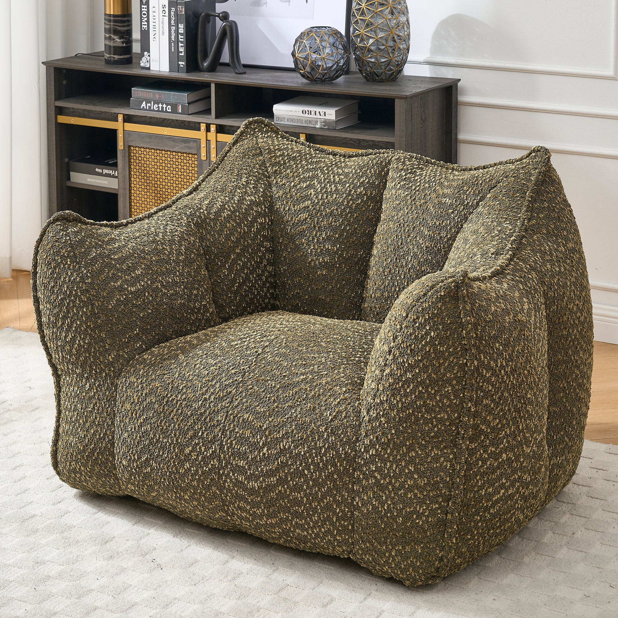 Sofa chairs with highly resilient foam for living rooms and bedrooms, comfortable square lazy sofas, sofas for adults to play, read and watch TV