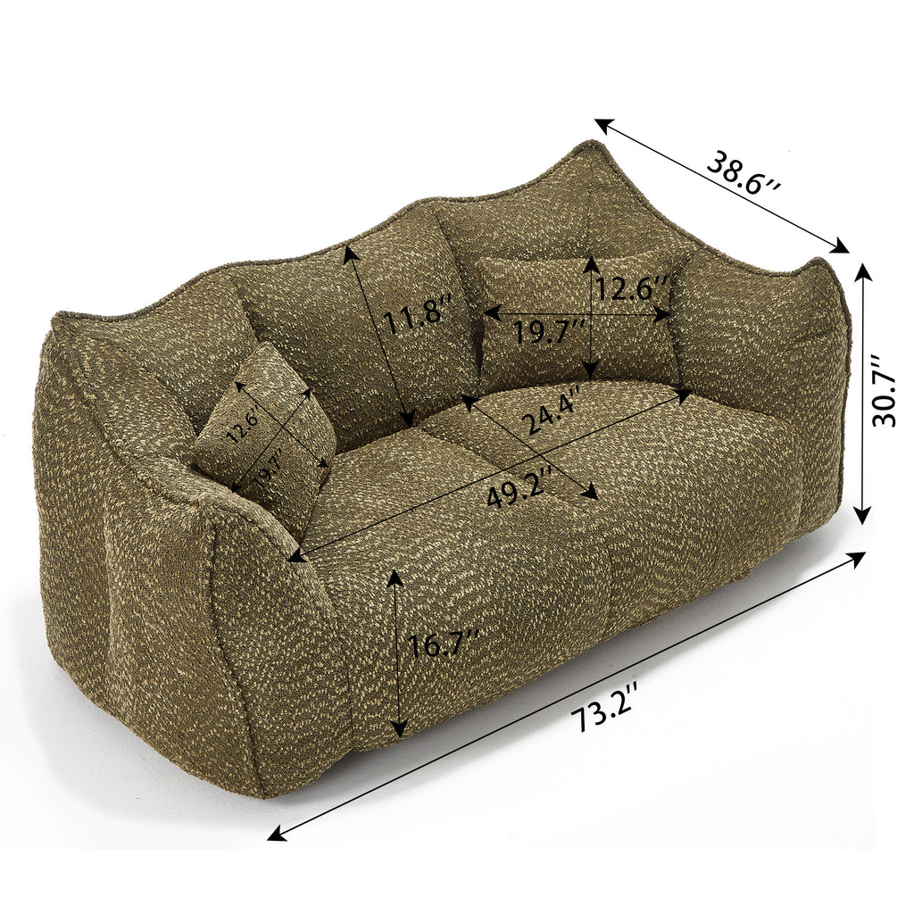 Soft beanbag chair with high resilience foam core for two people. The comfortable square recliner sofa is ideal for family members and friends engaged in games, reading, watching TV